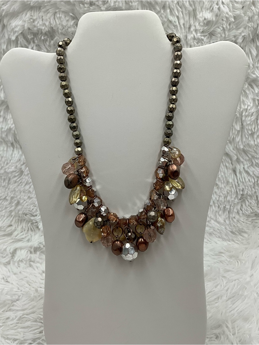 Ruby Rd. Multi-Bead Cluster Necklace in Copper & Gold Tones